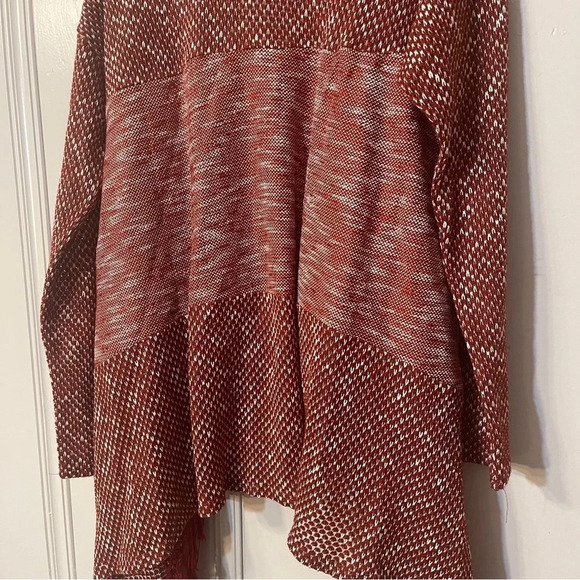 FLYING TOMATO Red Open Front Long Tassel Waterfall Sweater Cardigan Size Large - Picture 4 of 12